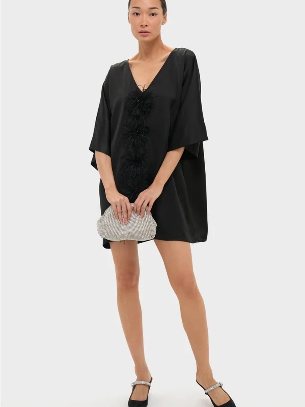 Tuckernuck Black Satin Diane Mini Dress